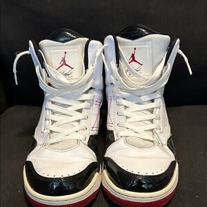 Jordan Men's White, Black, and Red Sneakers